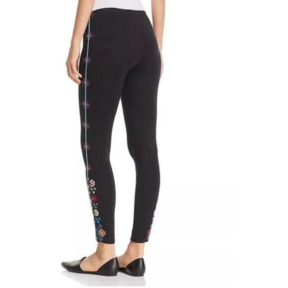 Johnny Was Clover Embroidered Leggings Charcoal Gray Floral Trim NWT XL MSRP 175 - Picture 5 of 8